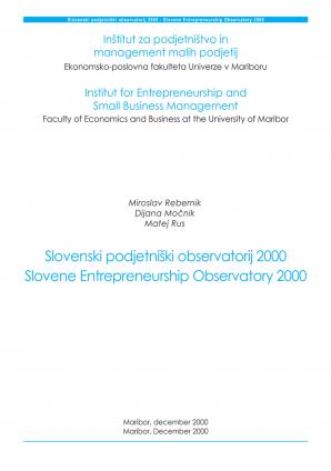Naslovnica za Slovenski podjetniški observatorij 2000 = Slovene entrepreneurship observatory 2000