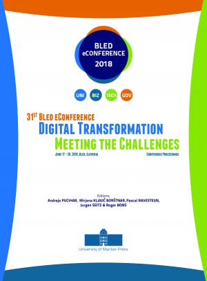 Naslovnica za Digital Transformation:  Meeting the Challenges: conference proceedings / 31st Bled eConference, June 17 - 20, 2018, Bled, Slovenia